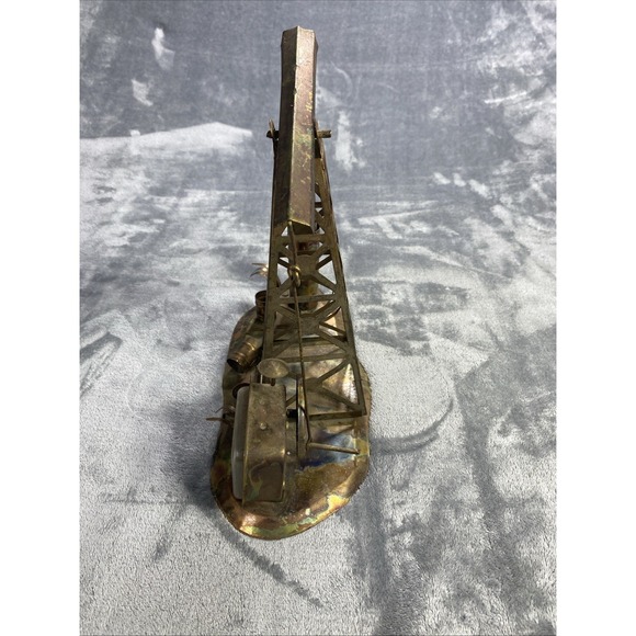 Vintage Copper Oil Well Sculpture Motion Music Box The Dream 9.5"x 10.5" Working - Picture 8 of 12